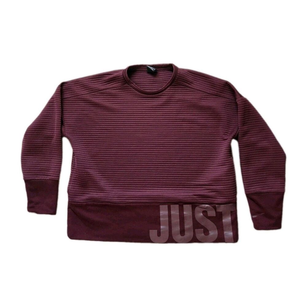 Nike Ribbed Sweatshirt Maroon Drop Shoulder Side Pockets Womens M EUC